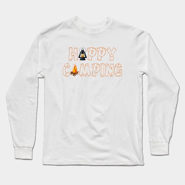 Happy Camping Long Sleeve T-Shirt by SpaceManSpaceLand